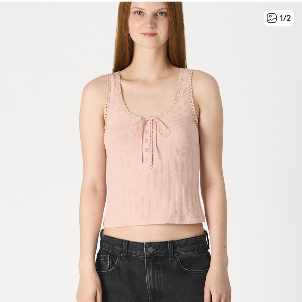 NWT gap x down Blush Lace-Accent Tank Top